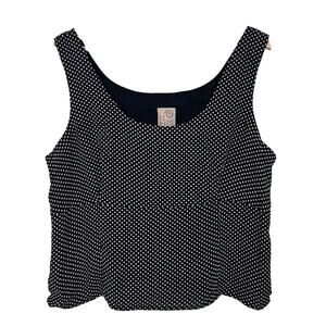 FL Malik Women's XL Polka Dot Sleeveless Scoop Neck Side Zip‎ Top 90s Y2K Vtg